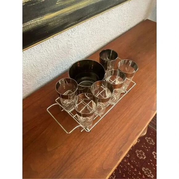 Highball Faded Barware Set of 6 with Ice Bucket - Picture 2 of 4